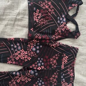 Floral Black and Pink Two-Piece Outfit